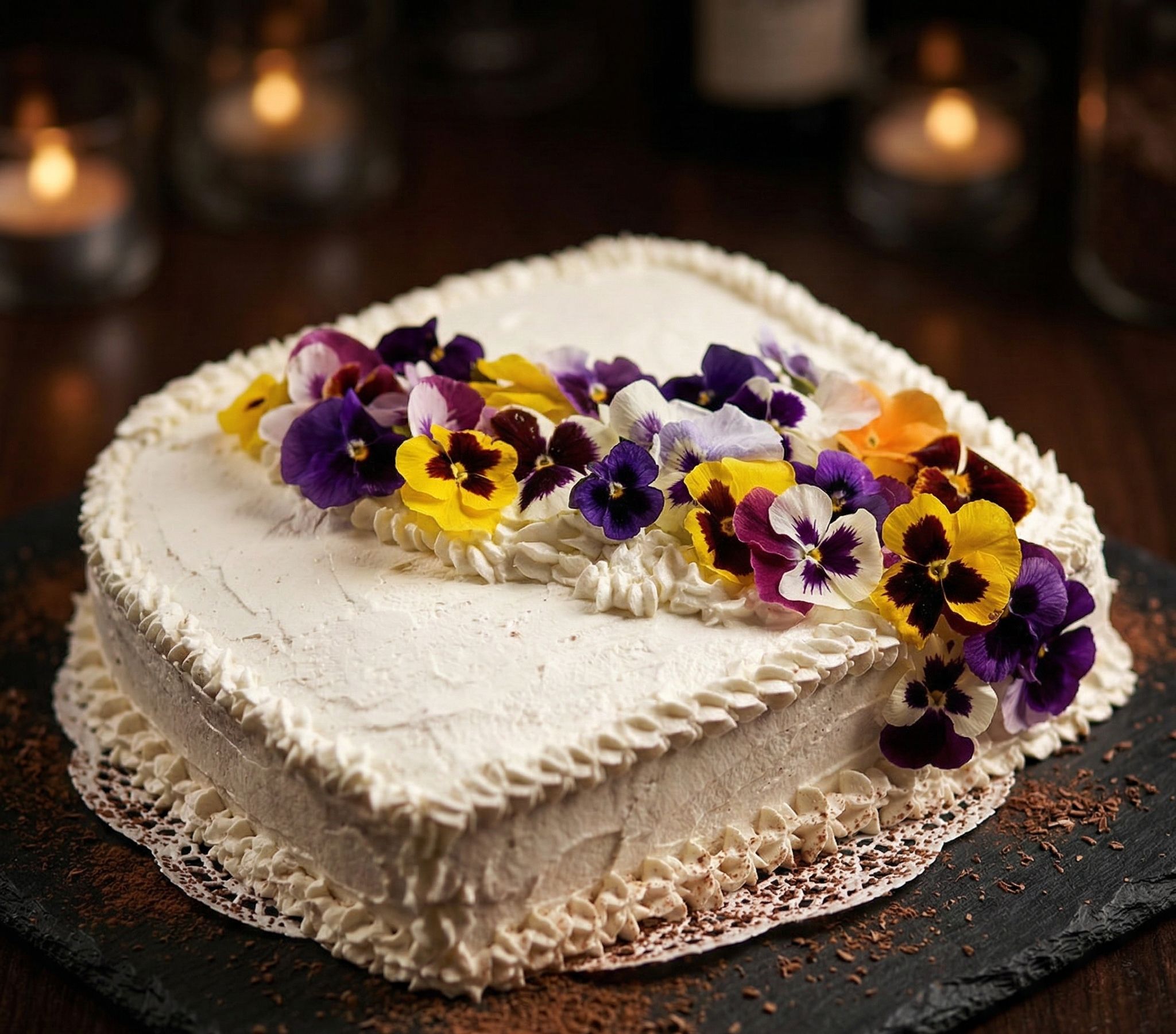 Bolo Branco com Flores